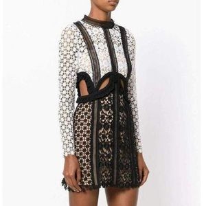 Self Portrait Cut Out Mini Lace Dress